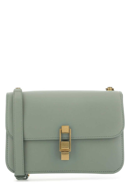 Saint Laurent Women Sage Green Leather Carre Shoulder Bag by Luosophy
