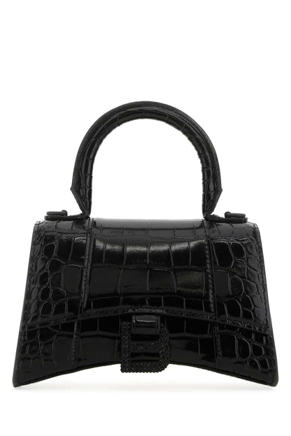 Balenciaga Women Black Leather Xs Hourglass Handbag by Luosophy
