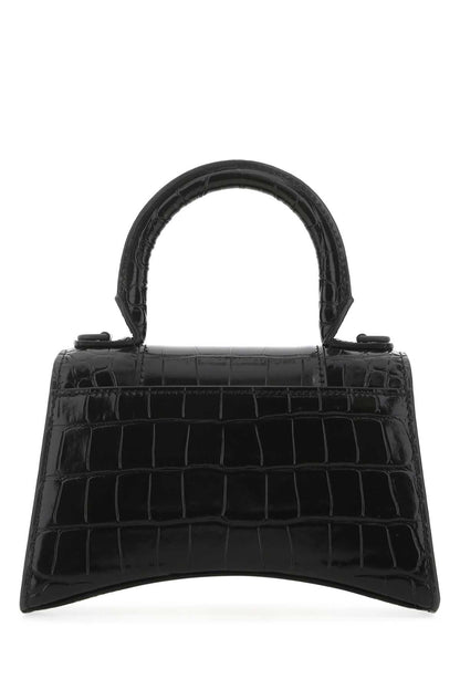 Balenciaga Women Black Leather Xs Hourglass Handbag by Luosophy