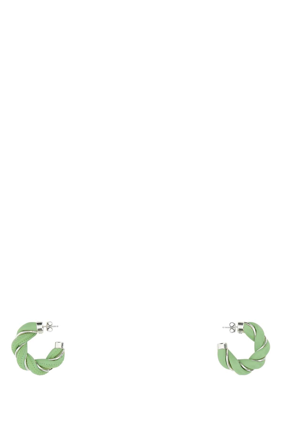 Bottega Veneta Women Pastel Green Nappa Leather And 925 Silver Earrings by Luosophy