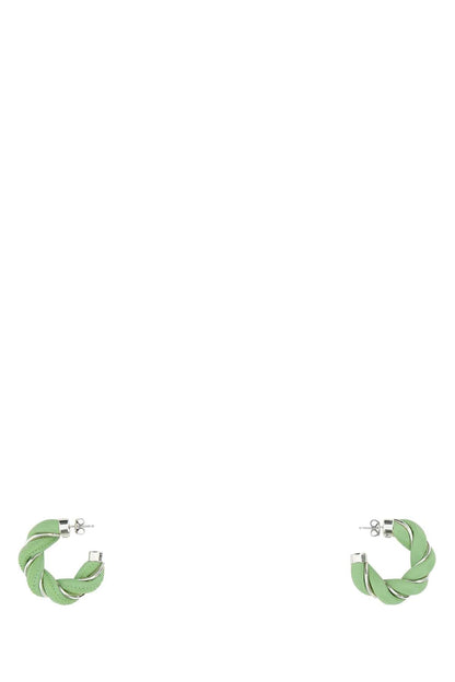 Bottega Veneta Women Pastel Green Nappa Leather And 925 Silver Earrings by Luosophy