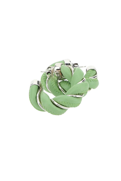 Bottega Veneta Women Pastel Green Nappa Leather And 925 Silver Earrings by Luosophy
