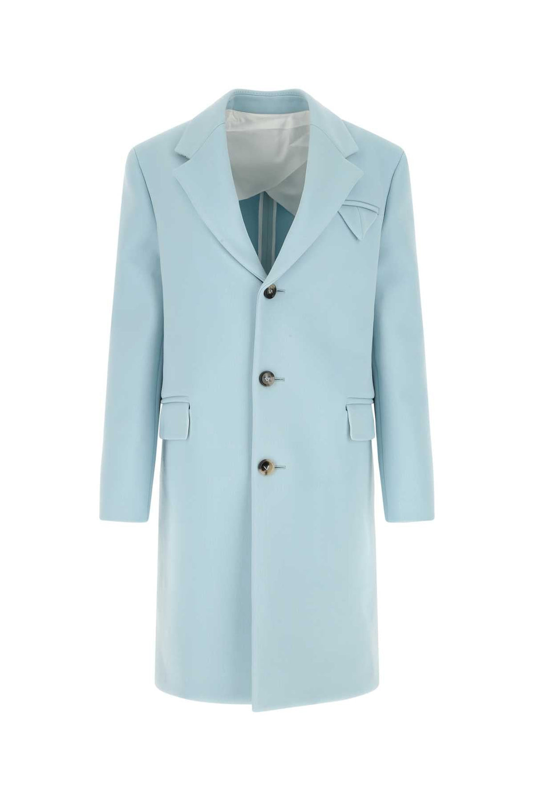 Bottega Veneta Women Pastel Light-Blue Tricotine Coat by Luosophy