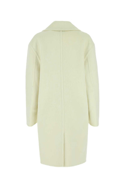 Bottega Veneta Women Ivory Wool Blend Coat by Luosophy