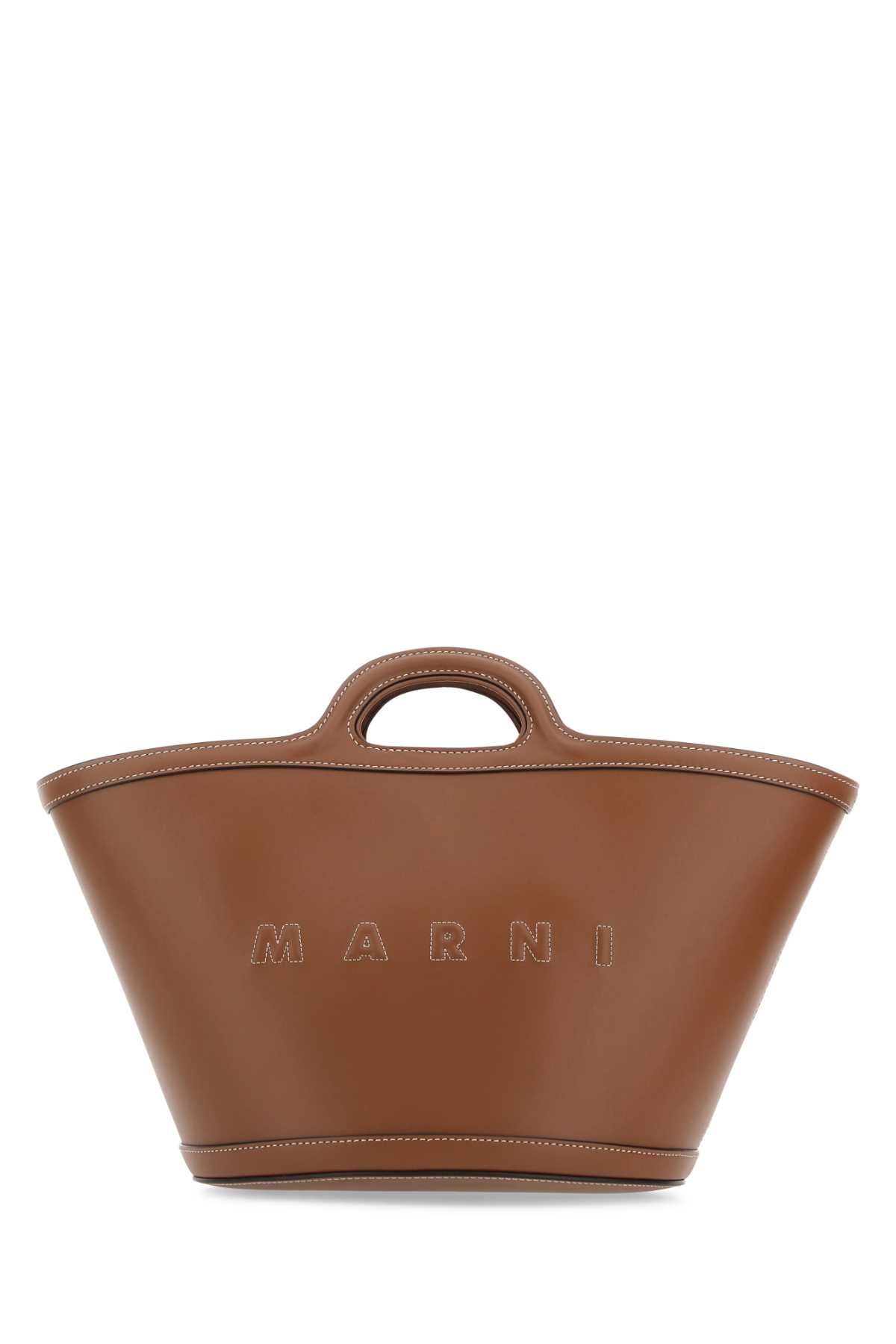 Marni Women Brown Leather Small Tropicalia Handbag by Luosophy