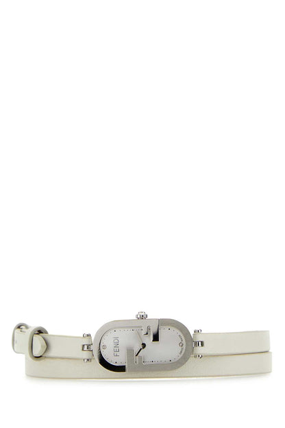 Fendi Women White Leather O Lock Vertical Watch by Luosophy