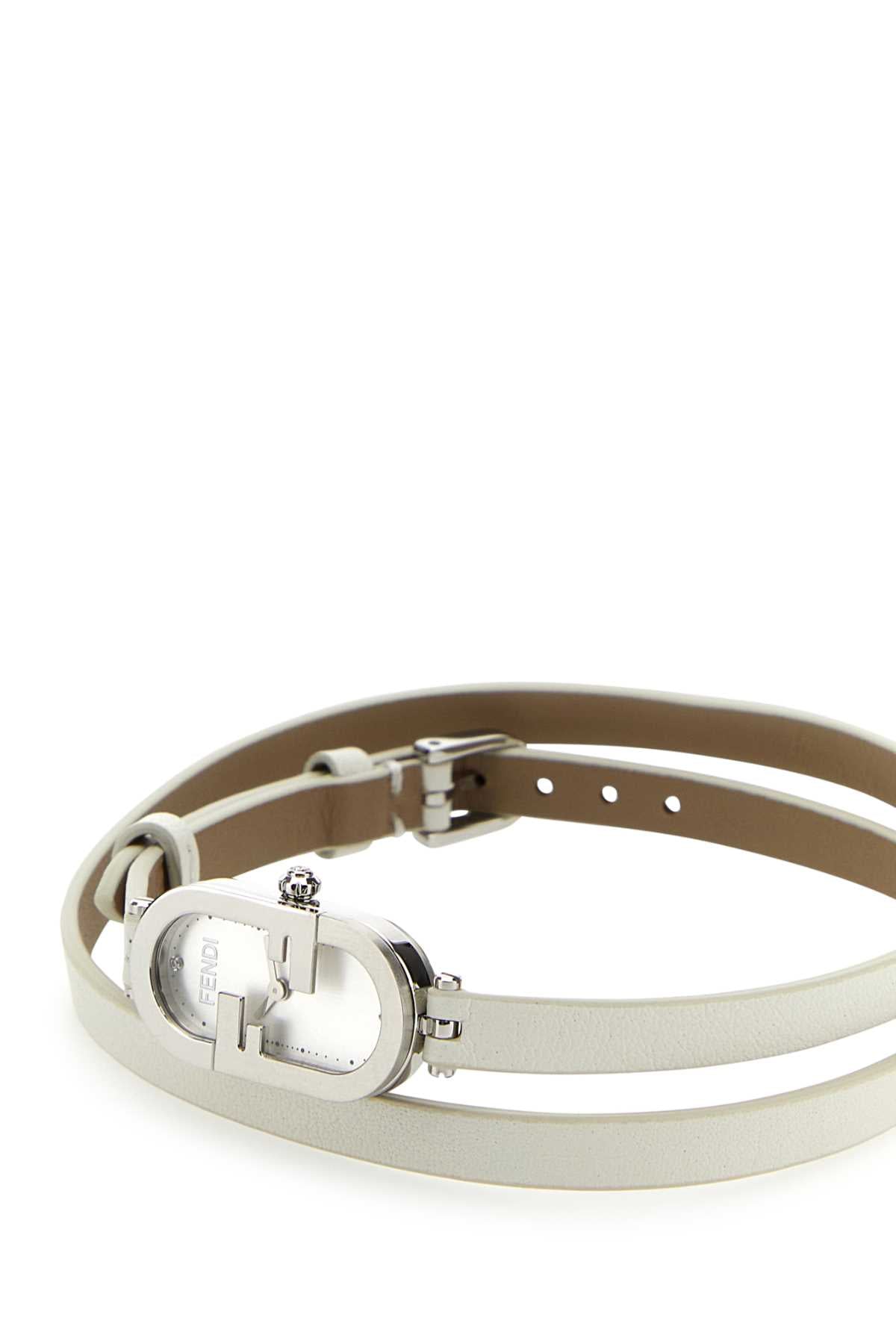 Fendi Women White Leather O Lock Vertical Watch by Luosophy