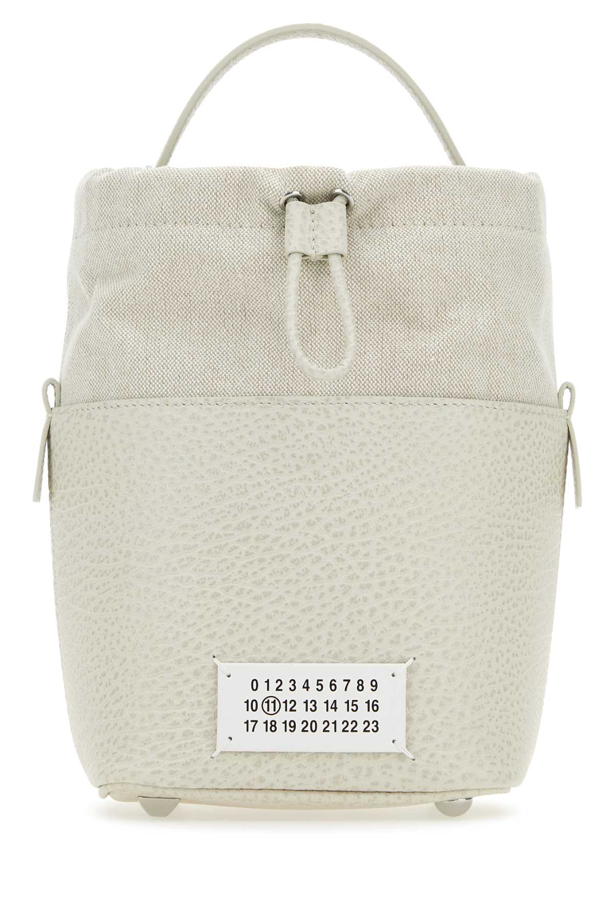 Maison Margiela Women Chalk Leather And Canvas Mini 5Ac Bucket Bag by Luosophy