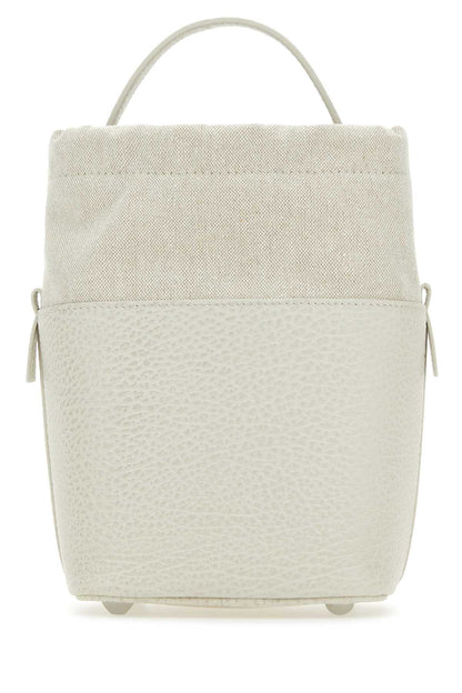 Maison Margiela Women Chalk Leather And Canvas Mini 5Ac Bucket Bag by Luosophy