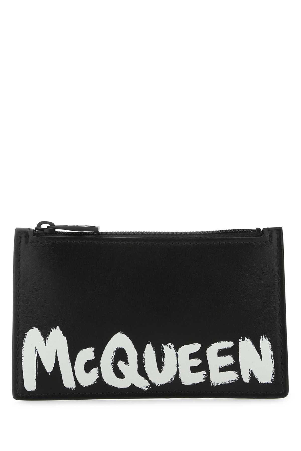 Alexander Mcqueen Men Black Leather Card Holder by Luosophy