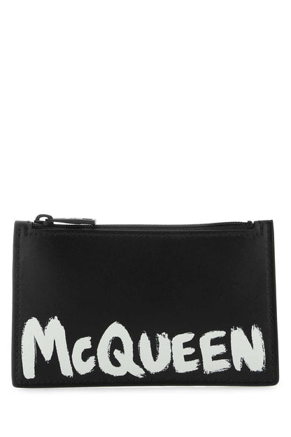 Alexander Mcqueen Men Black Leather Card Holder by Luosophy