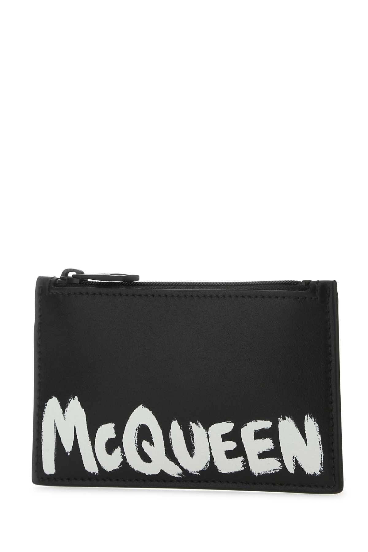 Alexander Mcqueen Men Black Leather Card Holder by Luosophy