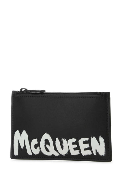 Alexander Mcqueen Men Black Leather Card Holder by Luosophy