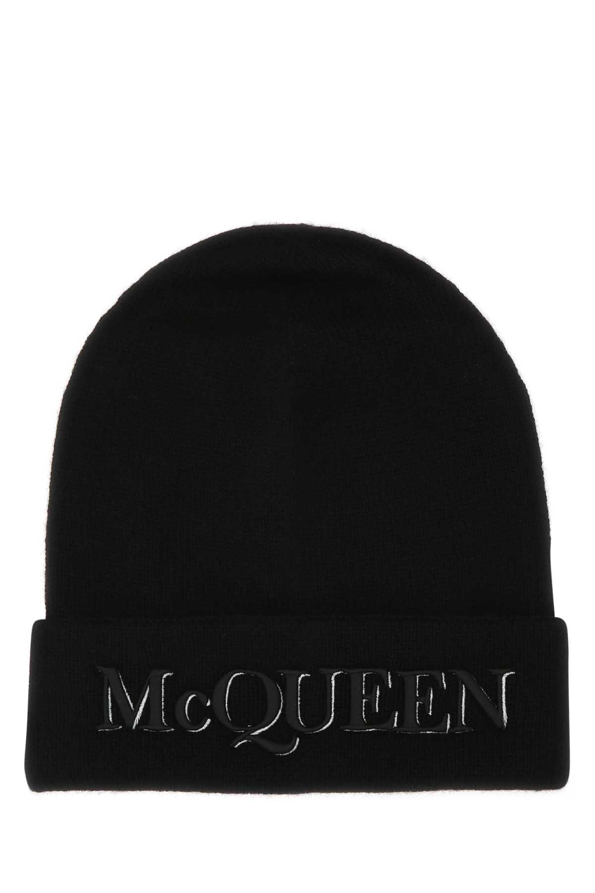 Alexander Mcqueen Men Black Cashmere Beanie Hat by Luosophy