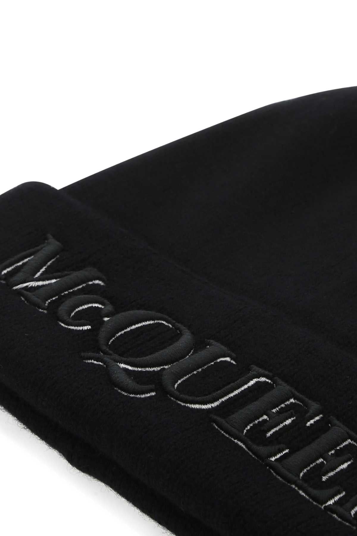 Alexander Mcqueen Men Black Cashmere Beanie Hat by Luosophy
