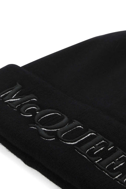 Alexander Mcqueen Men Black Cashmere Beanie Hat by Luosophy