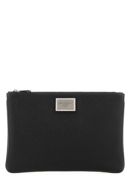 Dolce &amp; Gabbana Men Black Leather And Nylon Pouch by Luosophy