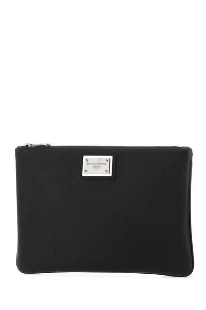 Dolce &amp; Gabbana Men Black Leather And Nylon Pouch by Luosophy