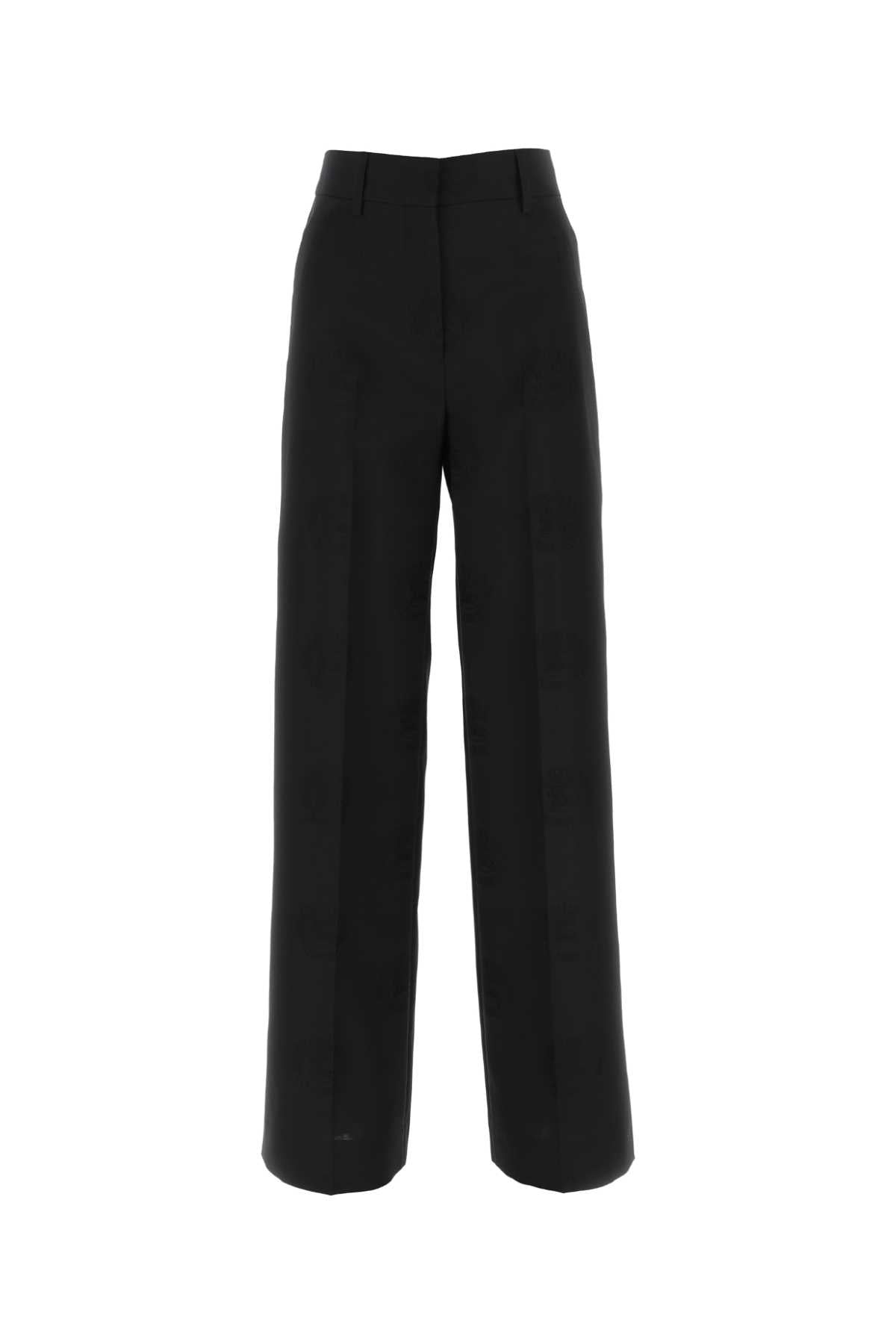 Burberry Women Black Wool Blend Wide-Leg Pant by Luosophy