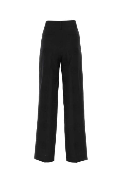 Burberry Women Black Wool Blend Wide-Leg Pant by Luosophy
