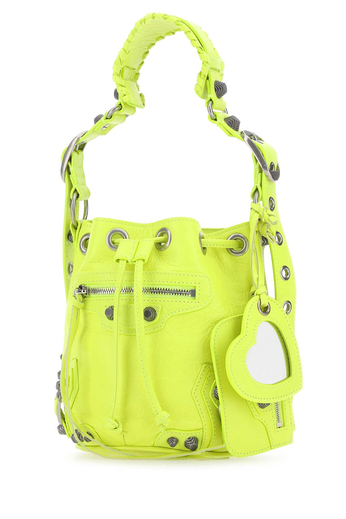 Balenciaga Women Fluo Yellow Leather Le Cagole Xs Bucket Bag by Luosophy