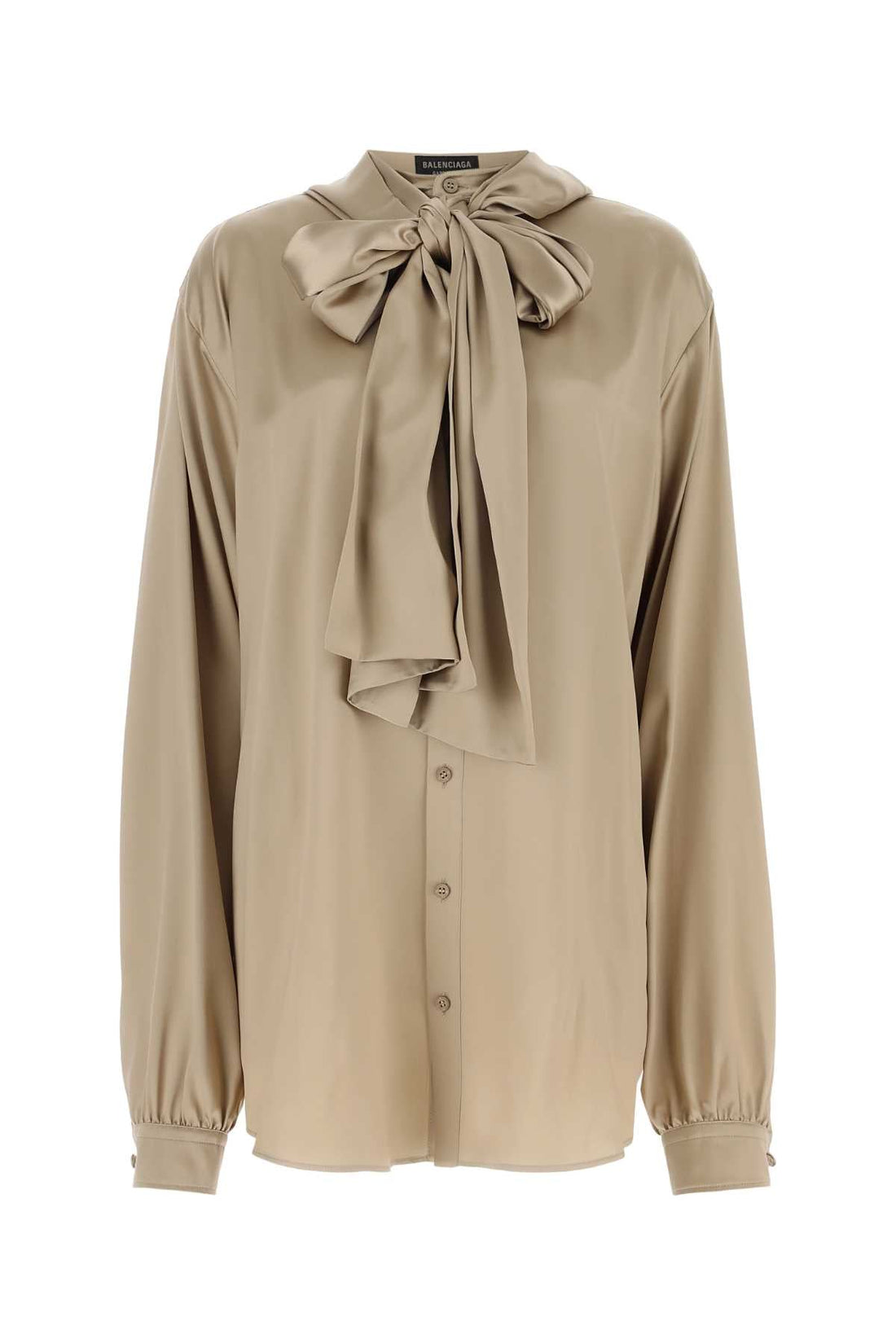 Balenciaga Women Cappuccino Satin Oversize Shirt by Luosophy