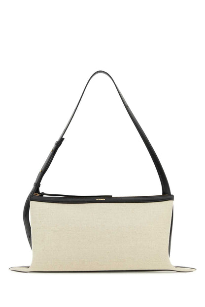 Jil Sander Women Two-Tone Canvas And Leather Medium Empire Shoulder Bag by Luosophy