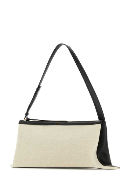 Jil Sander Women Two-Tone Canvas And Leather Medium Empire Shoulder Bag by Luosophy