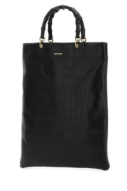 Jil Sander Women Black Leather Medium Shopping Bag by Luosophy