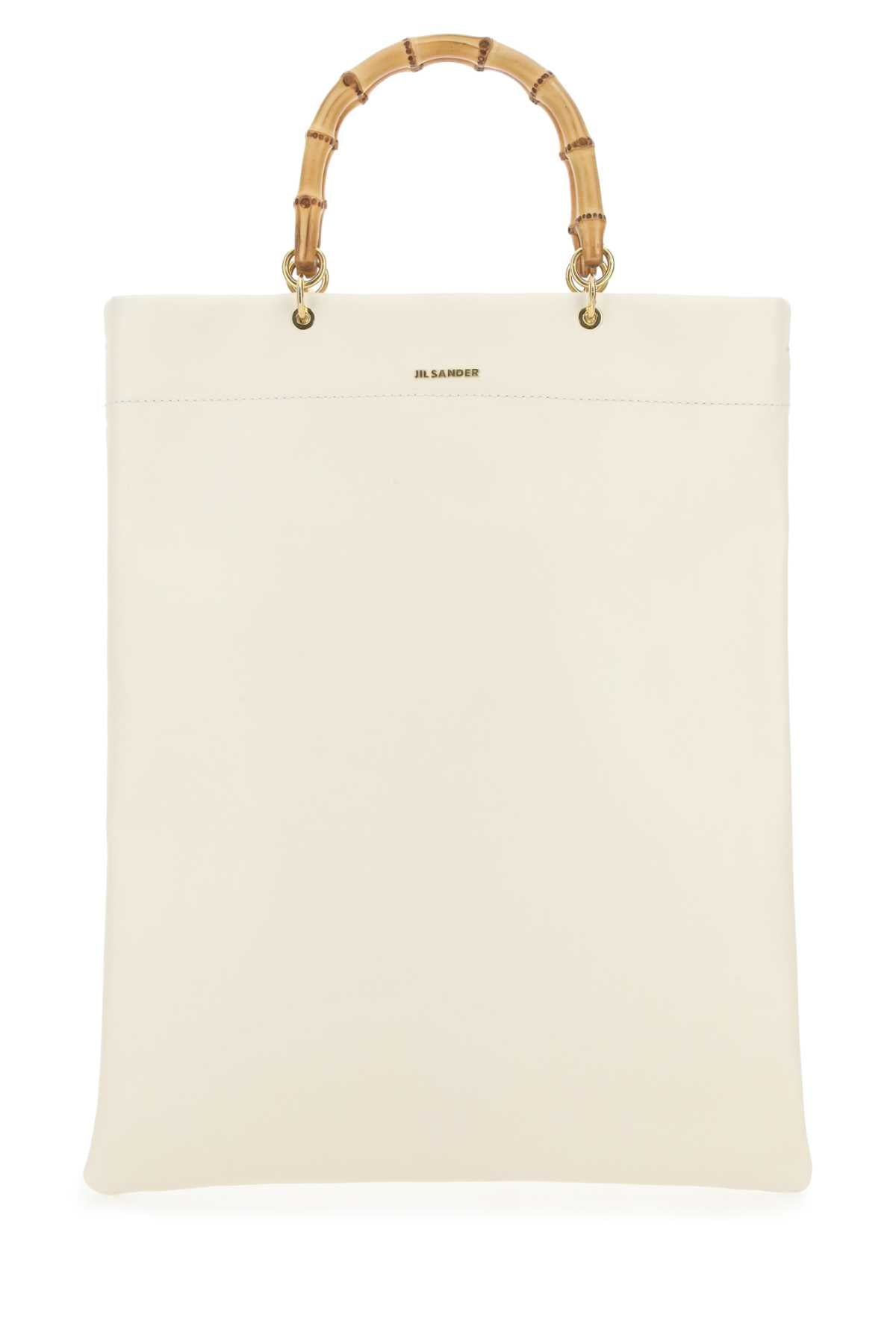 Jil Sander Women Ivory Leather Medium Shopping Bag by Luosophy