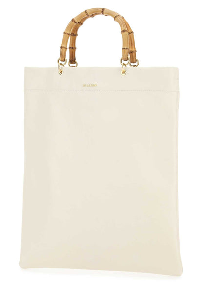 Jil Sander Women Ivory Leather Medium Shopping Bag by Luosophy