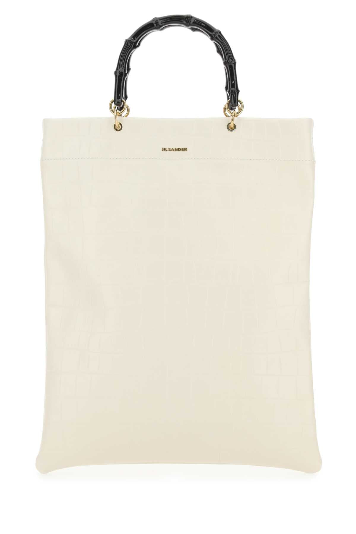 Jil Sander Women Ivory Leather Medium Shopping Bag by Luosophy