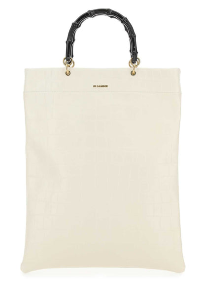 Jil Sander Women Ivory Leather Medium Shopping Bag by Luosophy