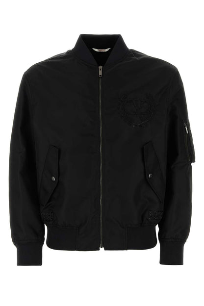 Valentino Garavani Men Black Nylon Bomber Jacket by Luosophy