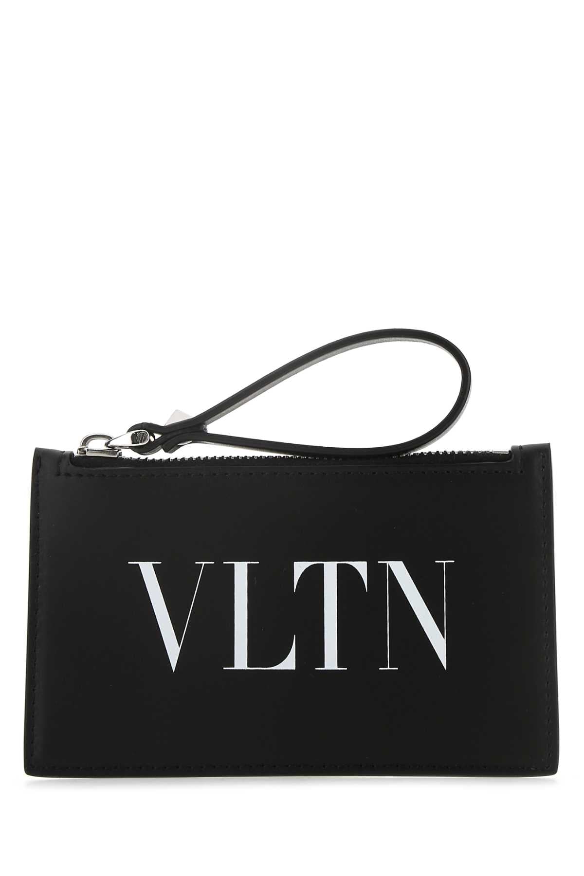 Valentino Garavani Men Black Leather Card Holder by Luosophy