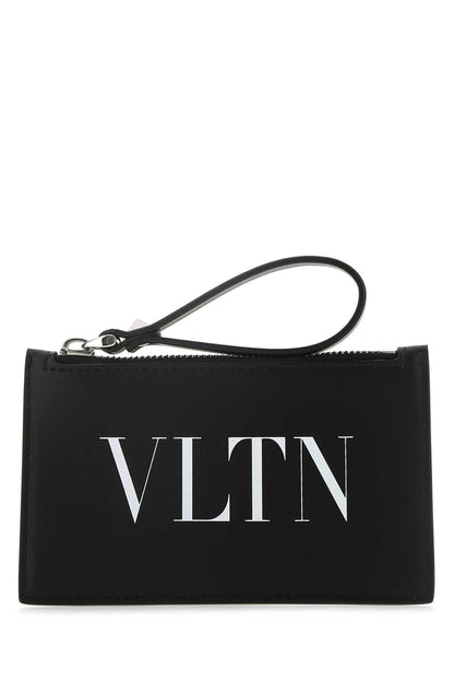 Valentino Garavani Men Black Leather Card Holder by Luosophy
