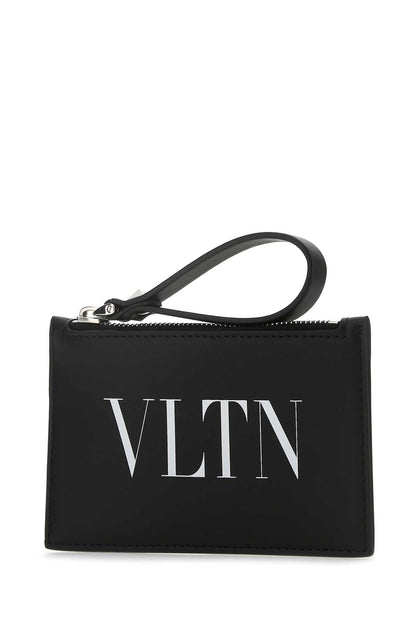 Valentino Garavani Men Black Leather Card Holder by Luosophy