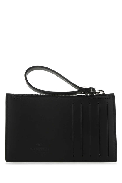 Valentino Garavani Men Black Leather Card Holder by Luosophy