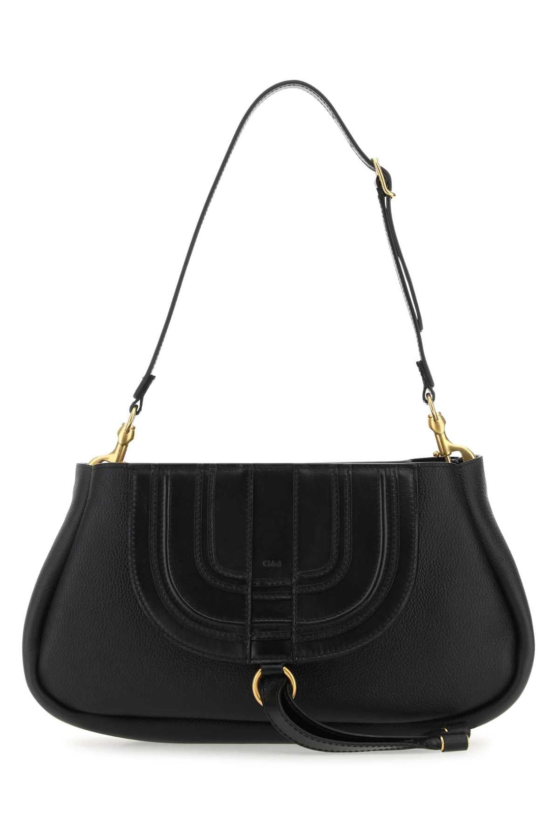 Chloe Women Black Leather Marcie Clutch by Luosophy