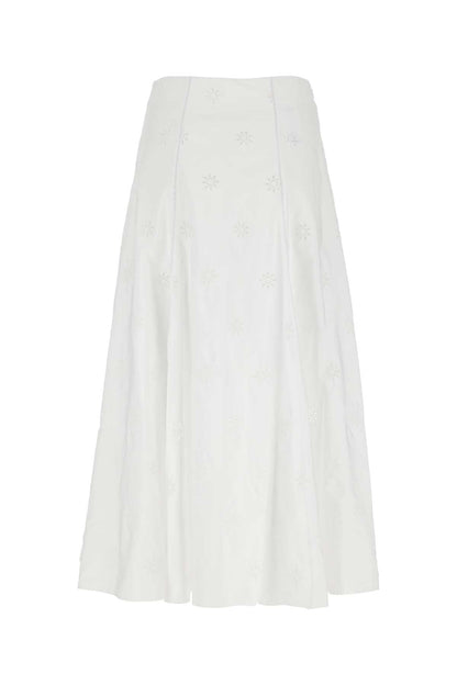 Chloe Women White Poplin Skirt by Luosophy