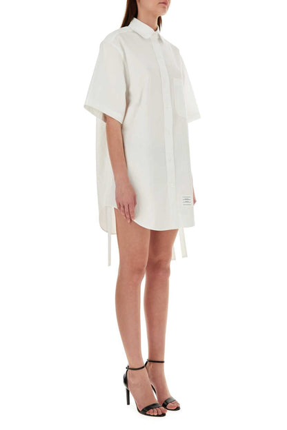 Thom Browne Women White Poplin Shirt Mini Dress by Luosophy