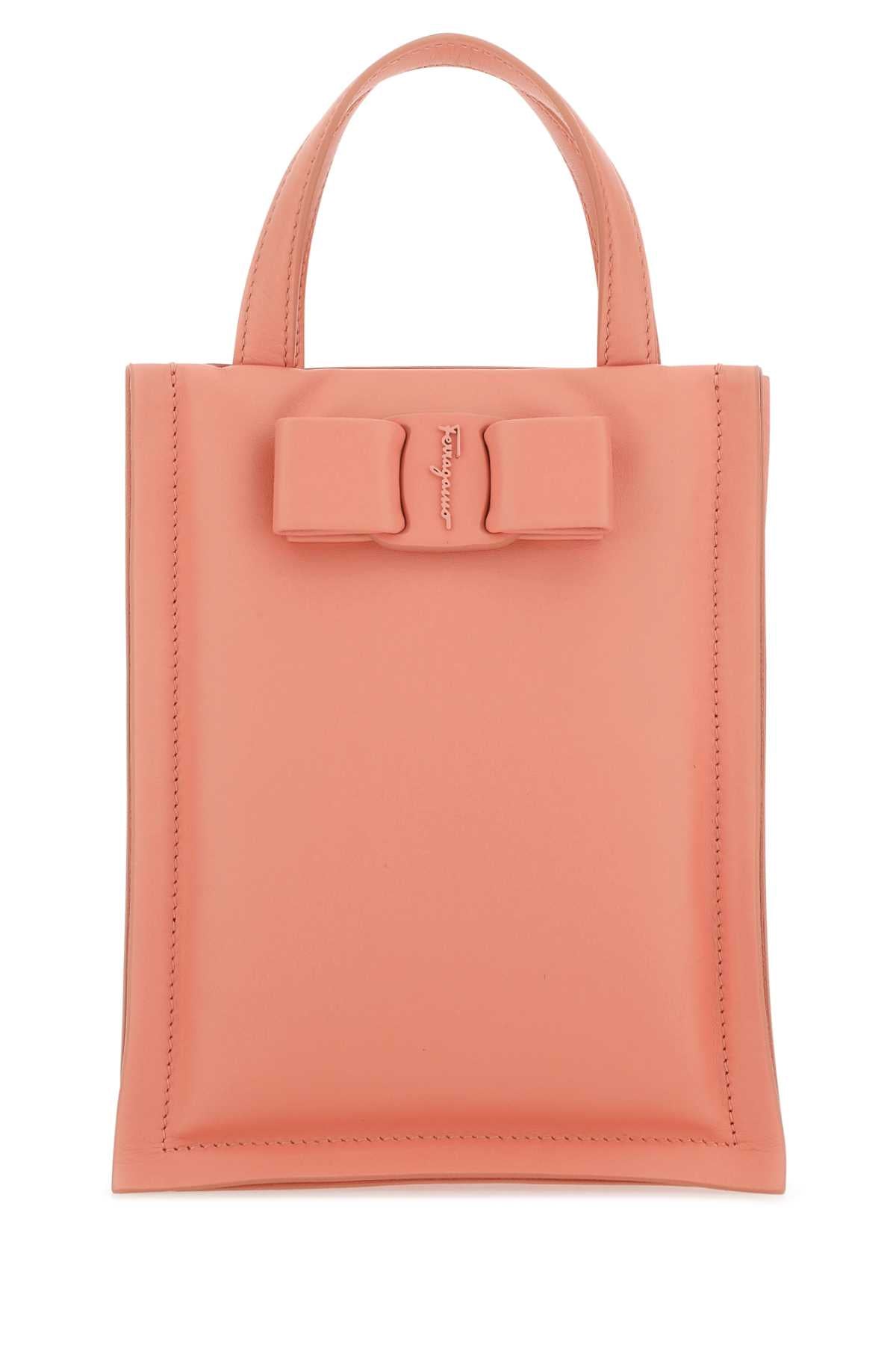 Salvatore Ferragamo Women Salmon Nappa Leather Mini Viva Bow Handbag by Luosophy