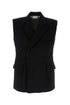 Vtmnts Men Black Wool Sleeveless Blazer by Luosophy