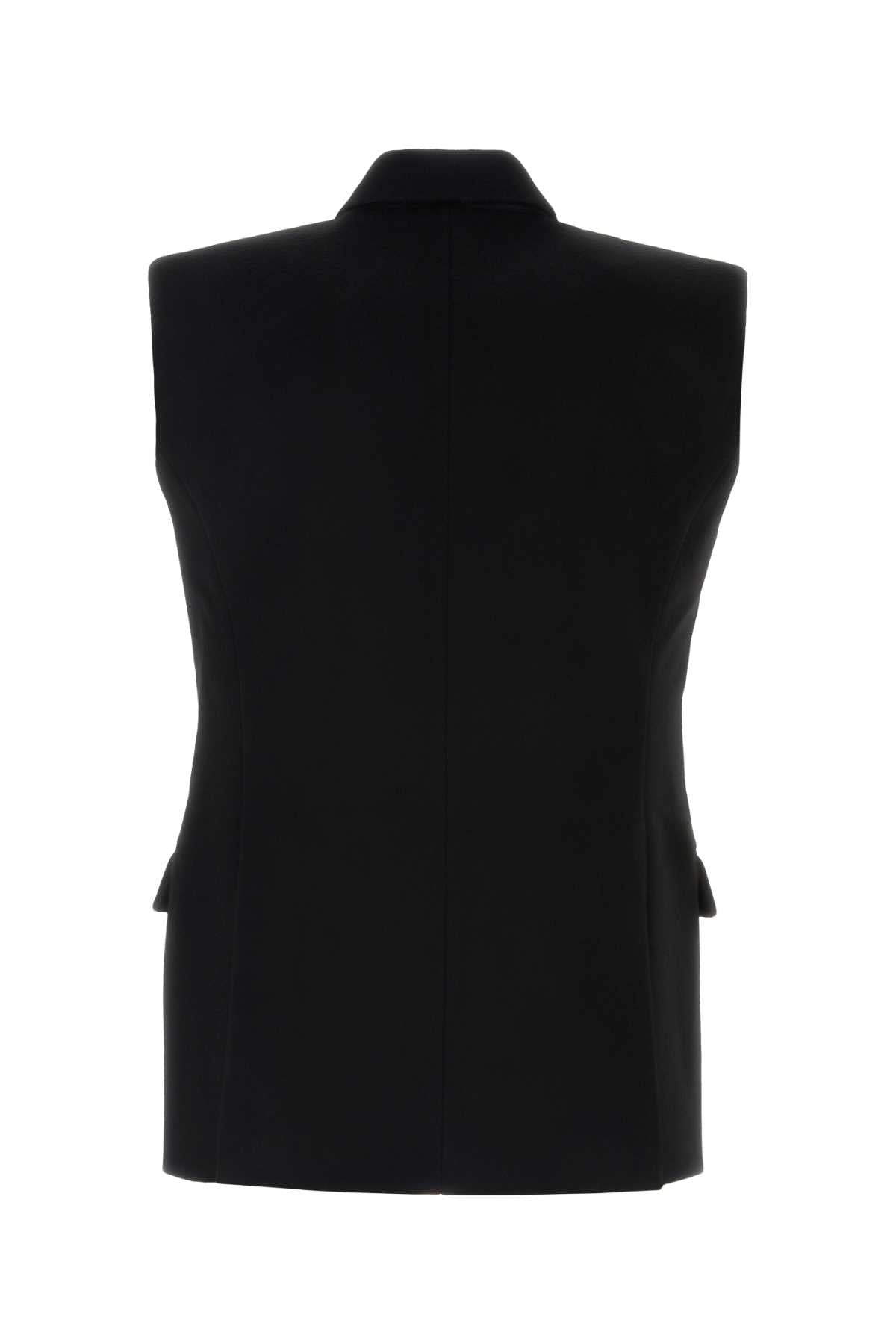 Vtmnts Men Black Wool Sleeveless Blazer by Luosophy