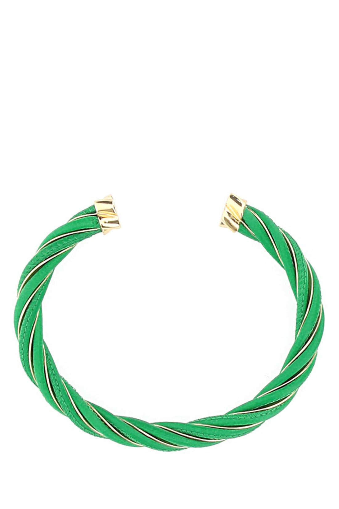 Bottega Veneta Women Grass Green Nappa Leather Twist Bracelet by Luosophy