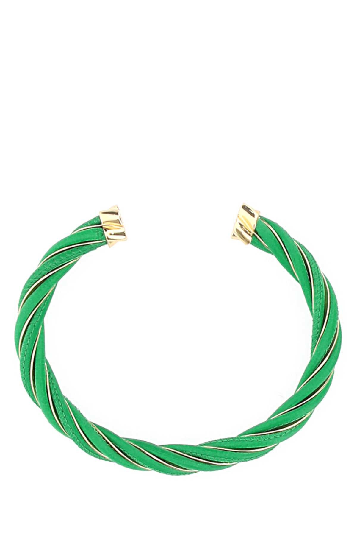 Bottega Veneta Women Grass Green Nappa Leather Twist Bracelet by Luosophy