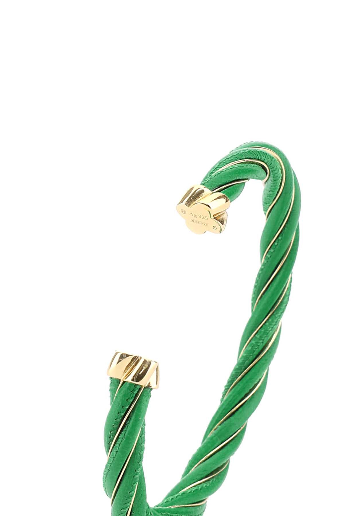 Bottega Veneta Women Grass Green Nappa Leather Twist Bracelet by Luosophy