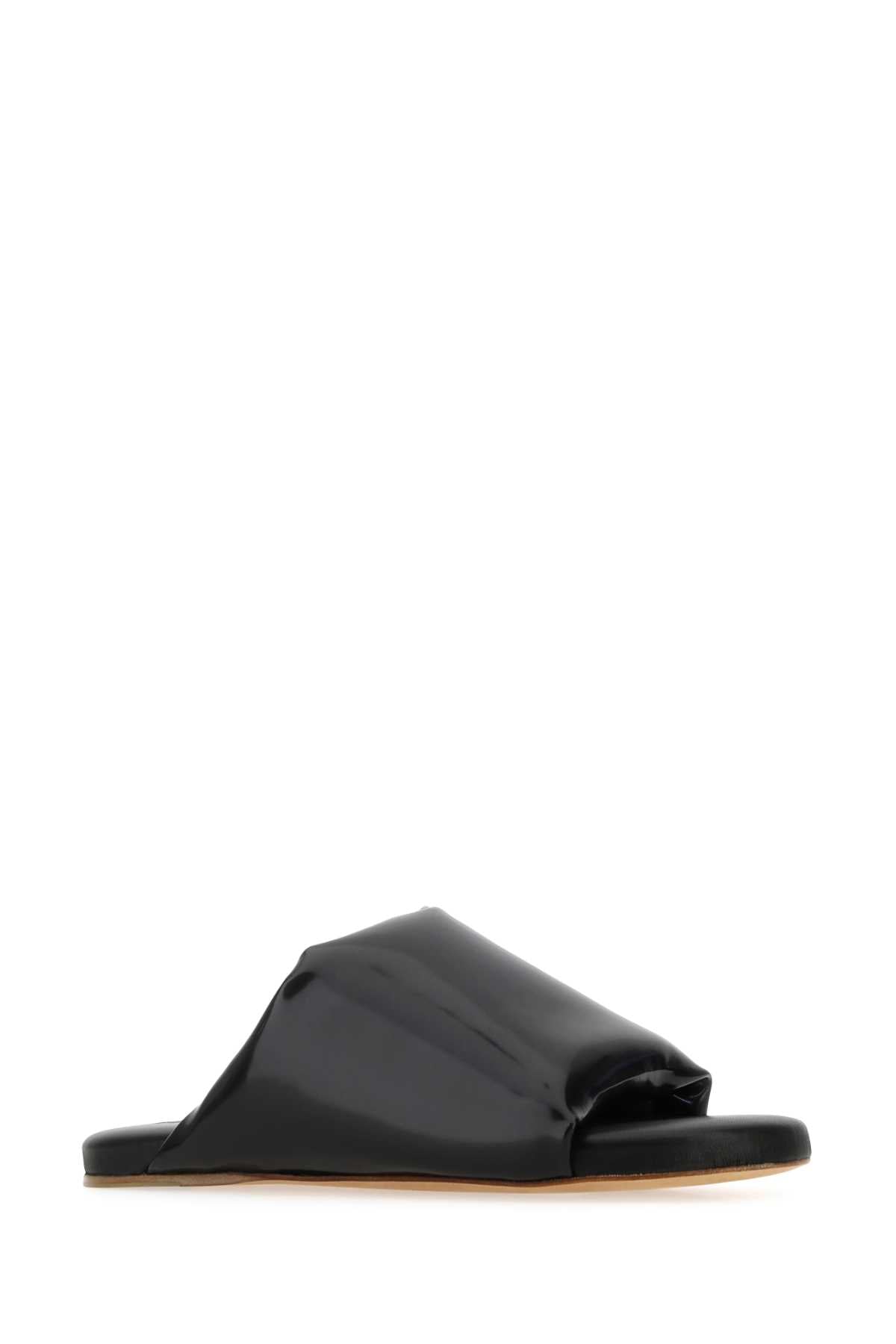Bottega Veneta Women Black Nappa Leather Cushion Sandals by Luosophy