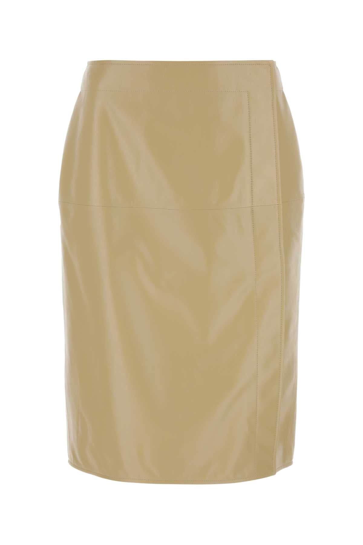 Bottega Veneta Women Beige Leather Skirt by Luosophy