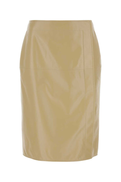 Bottega Veneta Women Beige Leather Skirt by Luosophy